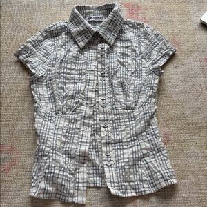 Princess Polly blue Plaid Button-Down Shirt